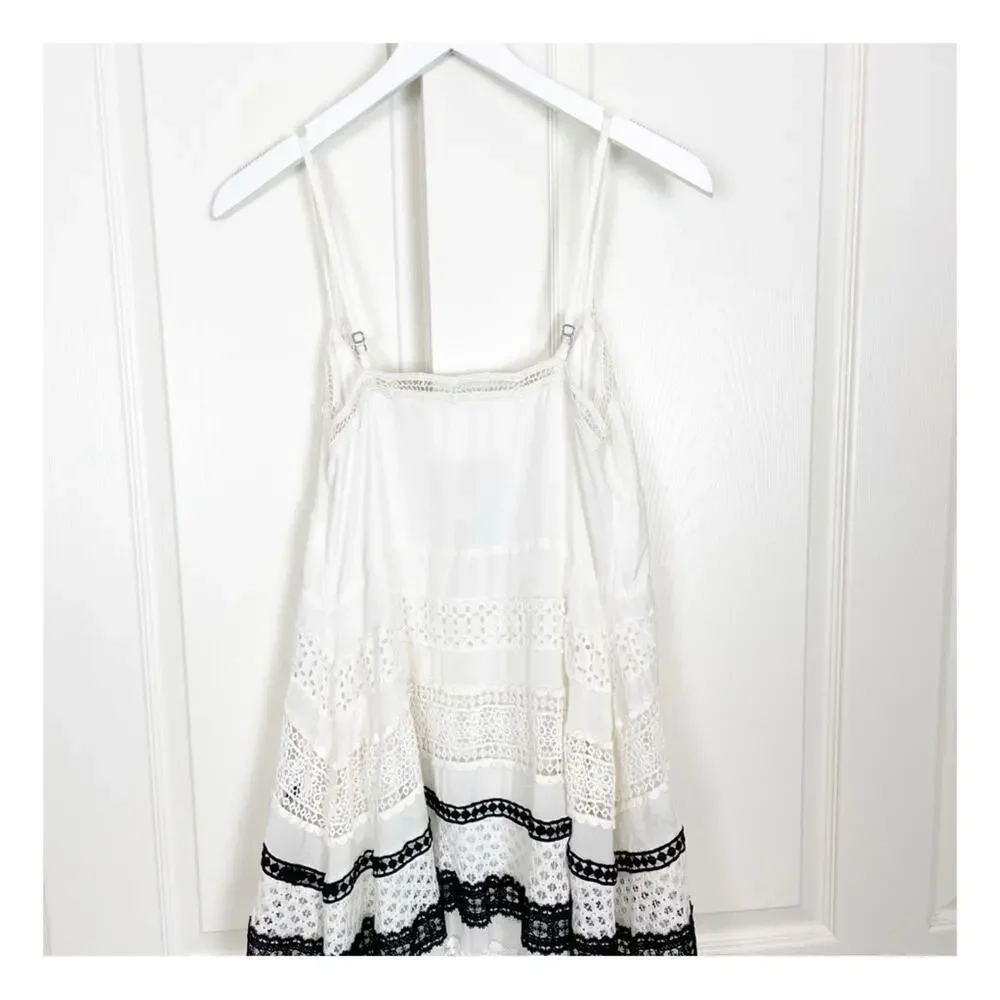 Anthropologie Crochet Lace Midi Dress Striped Boho Cottage NWT Sz XSP - Picture 7 of 11